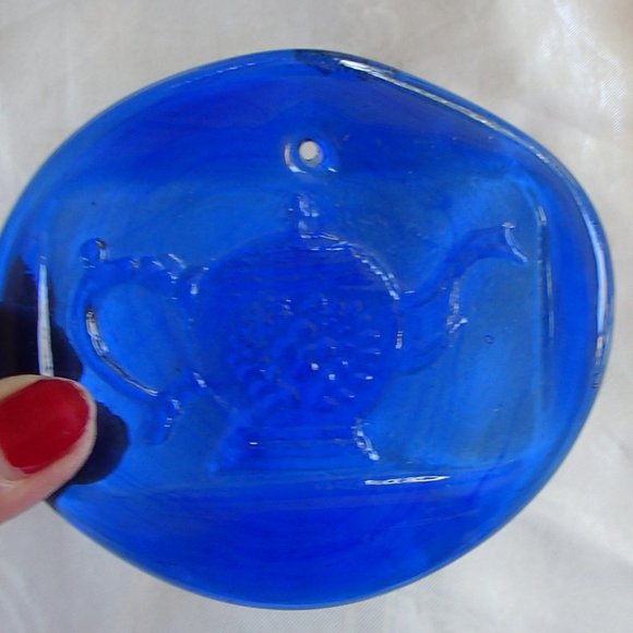 Colette Glass Designs Teapot Window Suncatcher Lead Crystal Ornament Cobalt Blue - Picture 7 of 7